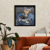 Its 5'o Clock Some Where - Hand-Made Dimensional Art Collage, Under Glass, Encased on a Black Shadowbox Frame